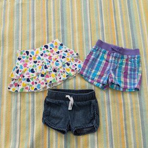 ⭐ Baby Girl shorts & skort lot 12 months